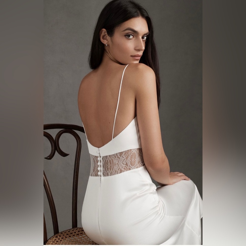 NWT Anthropologie Sachin & Babi Jane Strappy Sheer Lace Cutout Satin Midi Dress